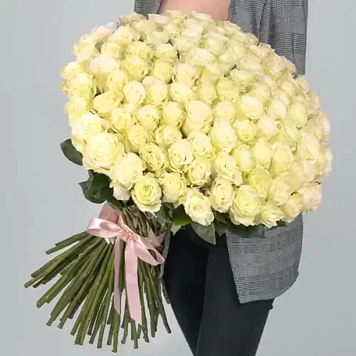 send 101 long stems white roses in istanbul